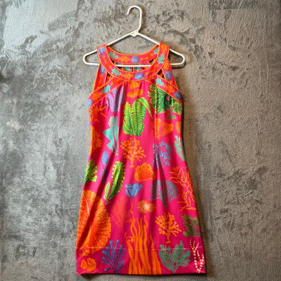 Gretchen Scott Isosceles Pink Corral Reef Fish Dress Women’s Size Medium - Picture 1 of 7